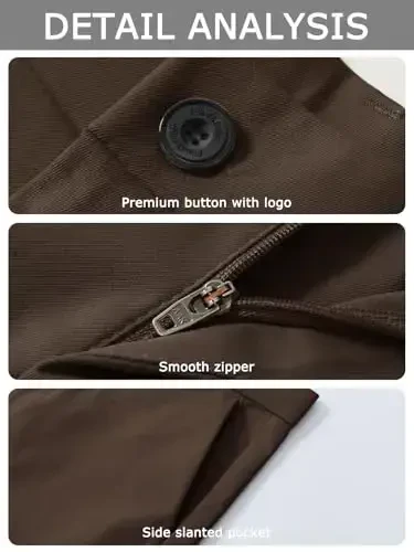 Plaid&Plain Men's Dress Pants Slim Fit Stretch Khaki Pants Wrinkle Free - 5