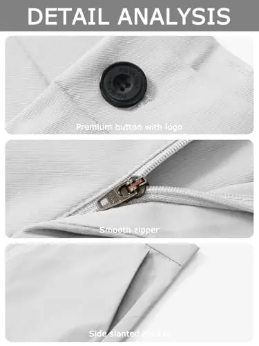 Plaid&Plain Men's Dress Pants Slim Fit Stretch Khaki Pants Wrinkle Free - 5