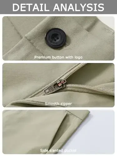 Plaid&Plain Men's Dress Pants Slim Fit Stretch Khaki Pants Wrinkle Free - 5