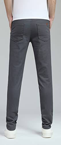 Plaid&Plain Men's Skinny Stretchy Khaki Pants Colored Pants Slim Fit Slacks Tapered Trousers - 19