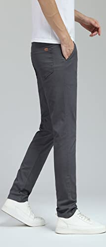 Plaid&Plain Men's Skinny Stretchy Khaki Pants Colored Pants Slim Fit Slacks Tapered Trousers - 21