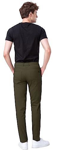 Plaid&Plain Men's Skinny Stretchy Khaki Pants Colored Pants Slim Fit Slacks Tapered Trousers - 15