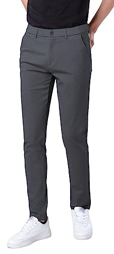 Plaid&Plain Men's Skinny Stretchy Khaki Pants Colored Pants Slim Fit Slacks Tapered Trousers - 5