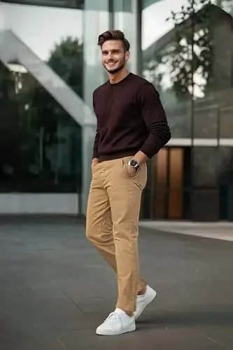 Plaid&Plain Men's Skinny Stretchy Khaki Pants Colored Pants Slim Fit Slacks Tapered Trousers - 6