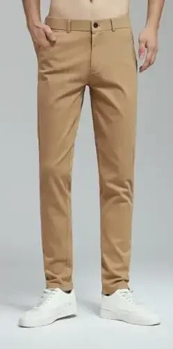 Plaid&Plain Men's Skinny Stretchy Khaki Pants Colored Pants Slim Fit Slacks Tapered Trousers - 2