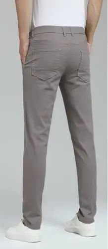 Plaid&Plain Men's Skinny Stretchy Khaki Pants Colored Pants Slim Fit Slacks Tapered Trousers - 2