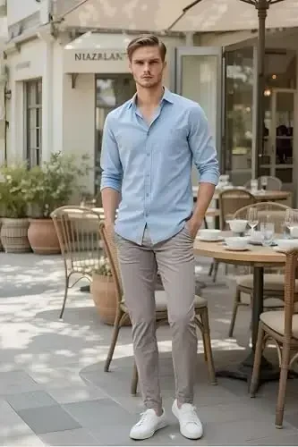 Plaid&Plain Men's Skinny Stretchy Khaki Pants Colored Pants Slim Fit Slacks Tapered Trousers - 6