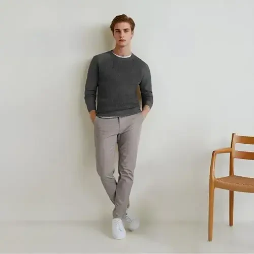 Plaid&Plain Men's Skinny Stretchy Khaki Pants Colored Pants Slim Fit Slacks Tapered Trousers - 7