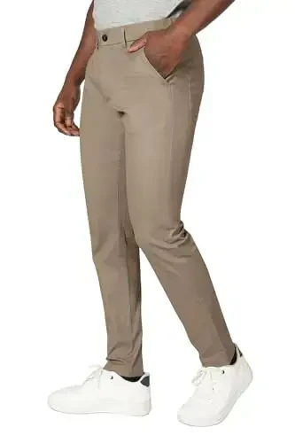 Plaid&Plain Men's Skinny Stretchy Khaki Pants Colored Pants Slim Fit Slacks Tapered Trousers - 5