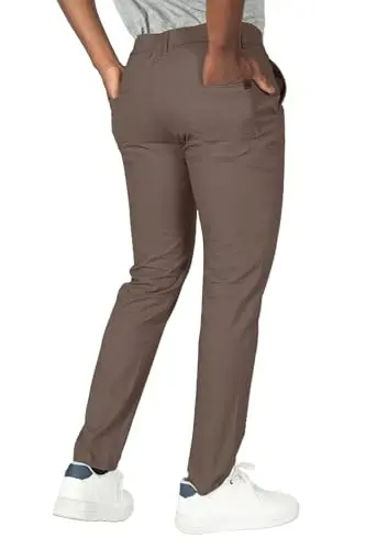 Plaid&Plain Men's Skinny Stretchy Khaki Pants Colored Pants Slim Fit Slacks Tapered Trousers - 5