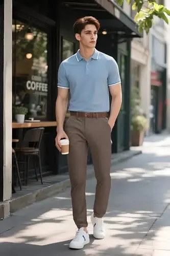 Plaid&Plain Men's Skinny Stretchy Khaki Pants Colored Pants Slim Fit Slacks Tapered Trousers - 6
