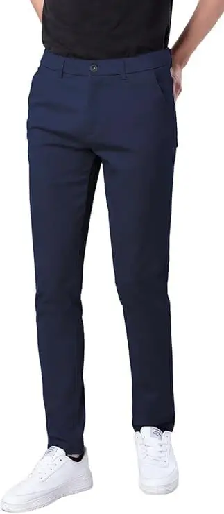 Plaid&Plain Men's Skinny Stretchy Khaki Pants Colored Pants Slim Fit Slacks Tapered Trousers - 1