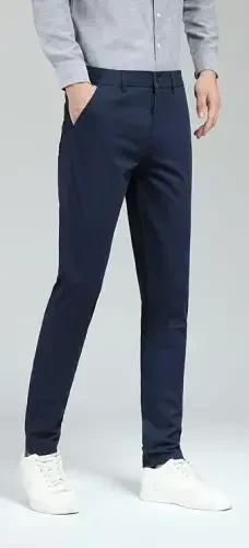 Plaid&Plain Men's Skinny Stretchy Khaki Pants Colored Pants Slim Fit Slacks Tapered Trousers - 3