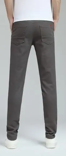 Plaid&Plain Men's Skinny Stretchy Khaki Pants Colored Pants Slim Fit Slacks Tapered Trousers - 2