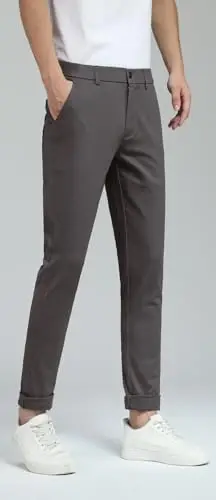 Plaid&Plain Men's Skinny Stretchy Khaki Pants Colored Pants Slim Fit Slacks Tapered Trousers - 3