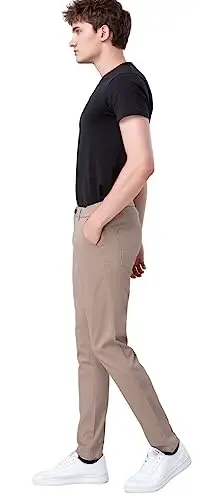 Plaid&Plain Men's Skinny Stretchy Khaki Pants Colored Pants Slim Fit Slacks Tapered Trousers - 4