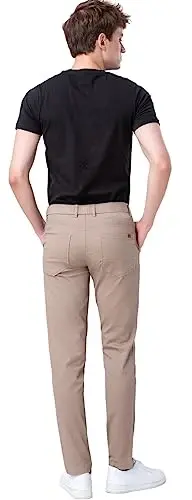 Plaid&Plain Men's Skinny Stretchy Khaki Pants Colored Pants Slim Fit Slacks Tapered Trousers - Plaid&Plain (1)