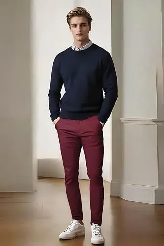 Plaid&Plain Men's Skinny Stretchy Khaki Pants Colored Pants Slim Fit Slacks Tapered Trousers - 3