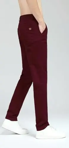 Plaid&Plain Men's Skinny Stretchy Khaki Pants Colored Pants Slim Fit Slacks Tapered Trousers - 5