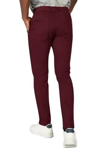 Plaid&Plain Men's Skinny Stretchy Khaki Pants Colored Pants Slim Fit Slacks Tapered Trousers - 6