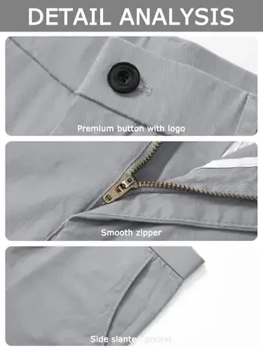 Plaid&Plain Men’s Slim Fit Khaki Pants Men’s Tapered Chino Pants - 5