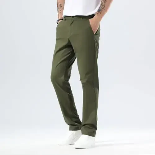 Plaid&Plain Men’s Slim Fit Khaki Pants Men’s Tapered Chino Pants - 3
