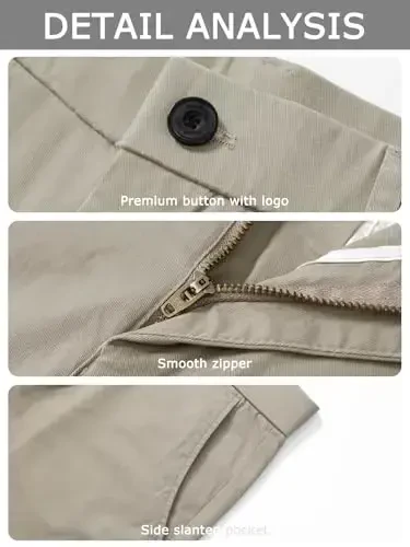 Plaid&Plain Men’s Slim Fit Khaki Pants Men’s Tapered Chino Pants - 5