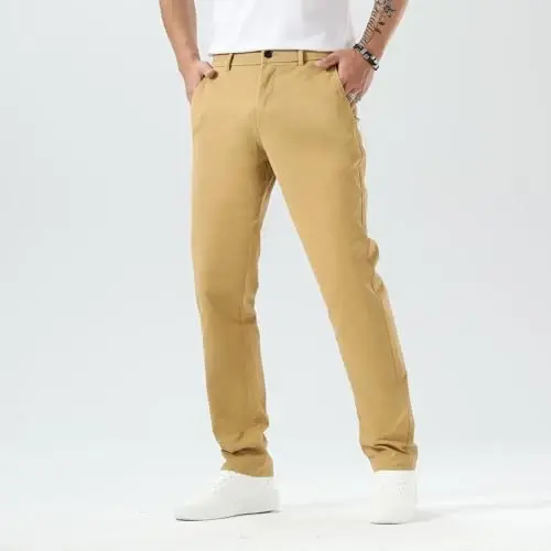 Plaid&Plain Men’s Slim Fit Khaki Pants Men’s Tapered Chino Pants - PLAID&PLAIN (1)