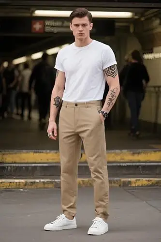 Plaid&Plain Men’s Slim Fit Khaki Pants Men’s Tapered Chino Pants - 6