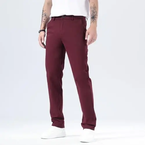 Plaid&Plain Men’s Slim Fit Khaki Pants Men’s Tapered Chino Pants - PLAID&PLAIN (1)