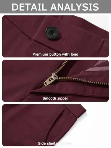 Plaid&Plain Men’s Slim Fit Khaki Pants Men’s Tapered Chino Pants - 5