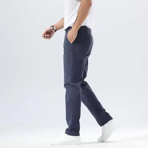 Plaid&Plain Men’s Slim Fit Khaki Pants Men’s Tapered Chino Pants - 3