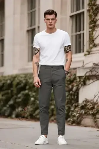 Plaid&Plain Men’s Slim Fit Khaki Pants Men’s Tapered Chino Pants - 7