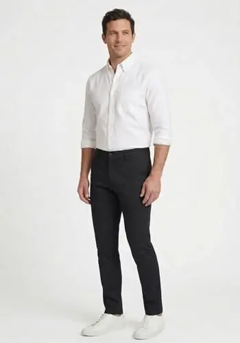 Plaid&Plain Men’s Slim Fit Khaki Pants Men’s Tapered Chino Pants - 3