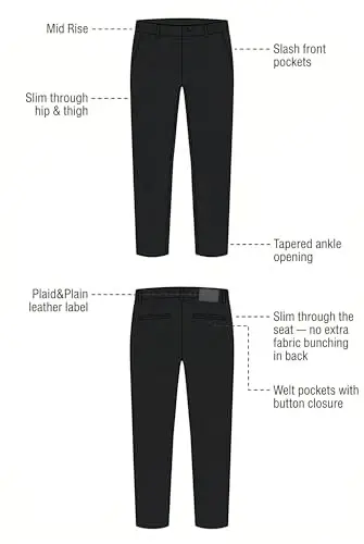 Plaid&Plain Men’s Slim Fit Khaki Pants Men’s Tapered Chino Pants - 5