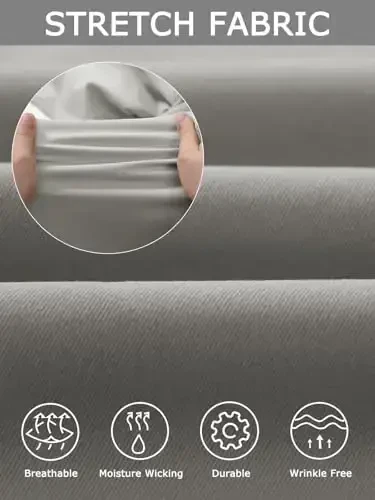 Plaid&Plain Мужские Брюки для Костюма, Зауженный Крой, Эластичные Брюки Хаки, Не Мнутся - 4