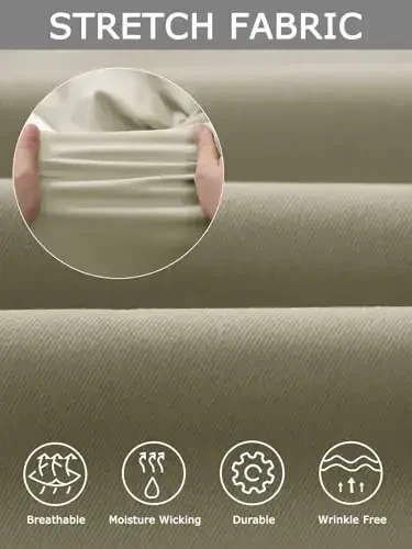 Plaid&Plain Мужские брюки Slim Fit, эластичные брюки цвета хаки, не требующие глажки - 4