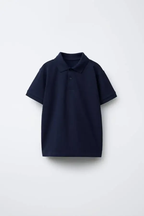 PLAIN BASIC POLO COLLAR T-SHIRT-NAVY BLUE - 1