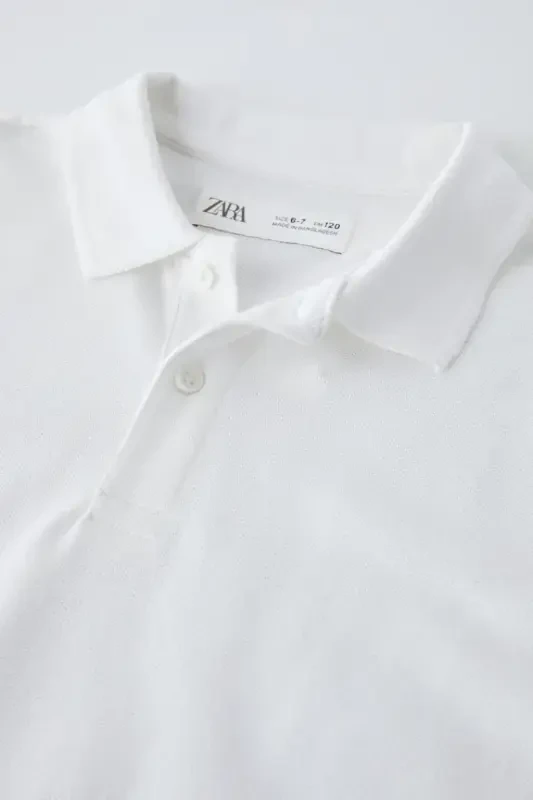 PLAIN BASIC POLO COLLAR T-SHIRT-White - ZARA