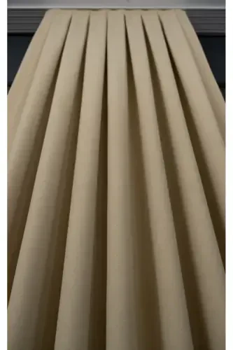Plain Beige Solid Color Background Curtain, Plain Sewing Without Pleats, Shirring Tape Gathering, Single Panel-Plain Beige - EVDEPO HOME (1)