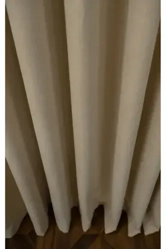 Plain Beige Solid Color Background Curtain, Plain Sewing Without Pleats, Shirring Tape Gathering, Single Panel-Plain Beige - 3