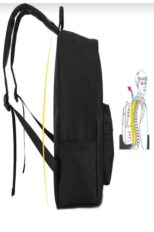 Plain Black Daily Travel Course Backpack - 11