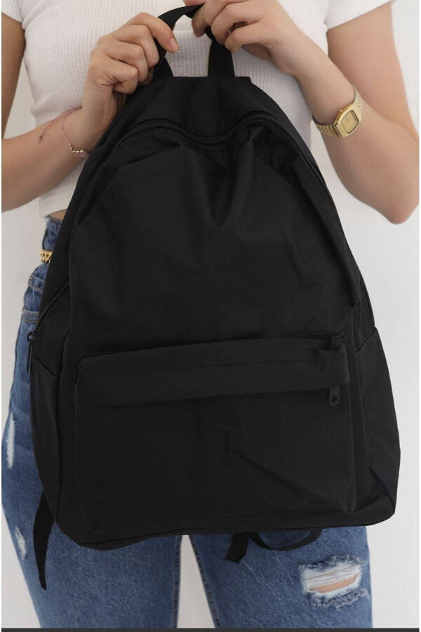 Plain Black Daily Travel Course Backpack - 7