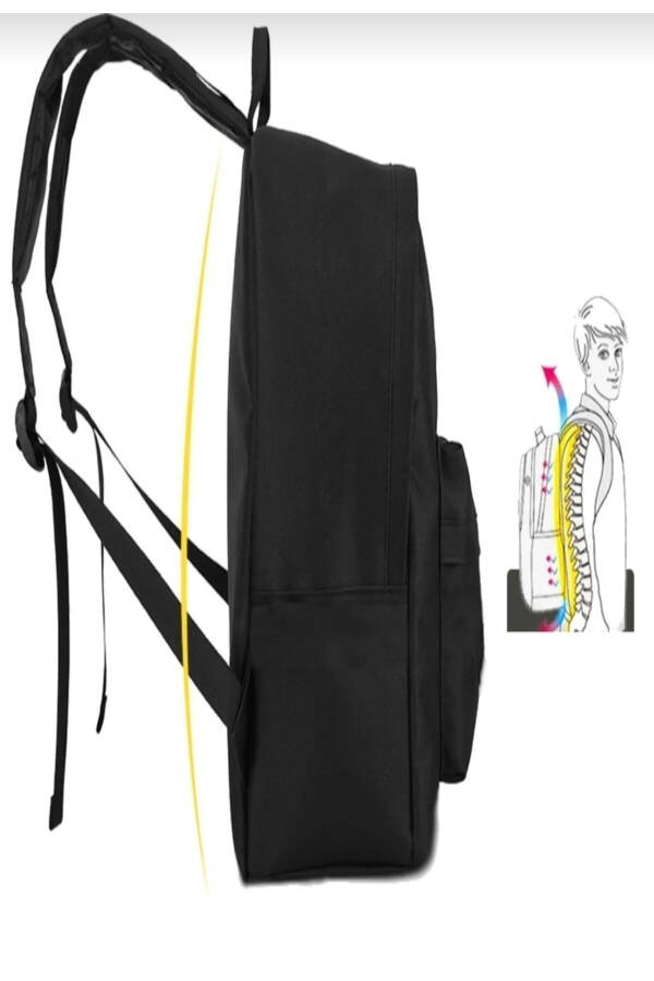 Plain Black Daily Travel Course Backpack - 18