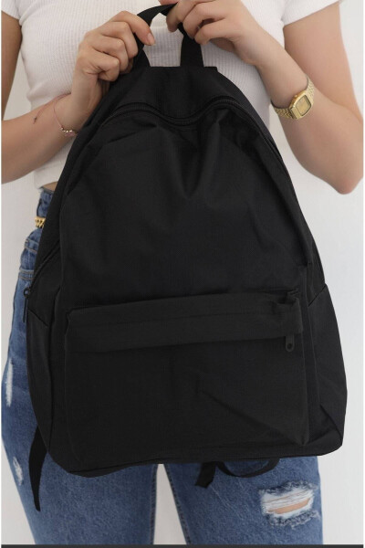 Plain Black Daily Travel Course Backpack - 21