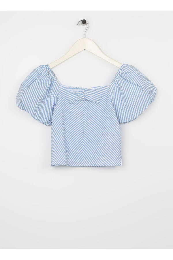 Plain blue girl's blouse - 1