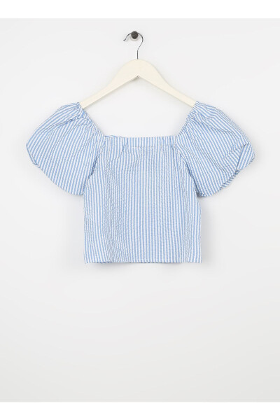 Plain blue girl's blouse - 2