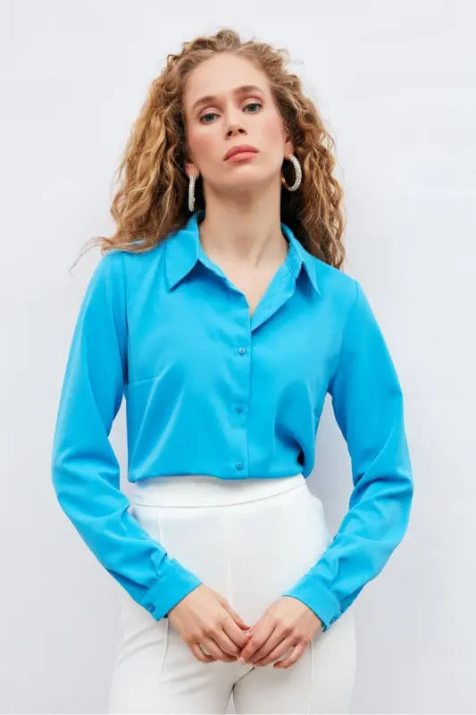 Plain Classic Shirt - Baby Blue - BABY BLUE - 5