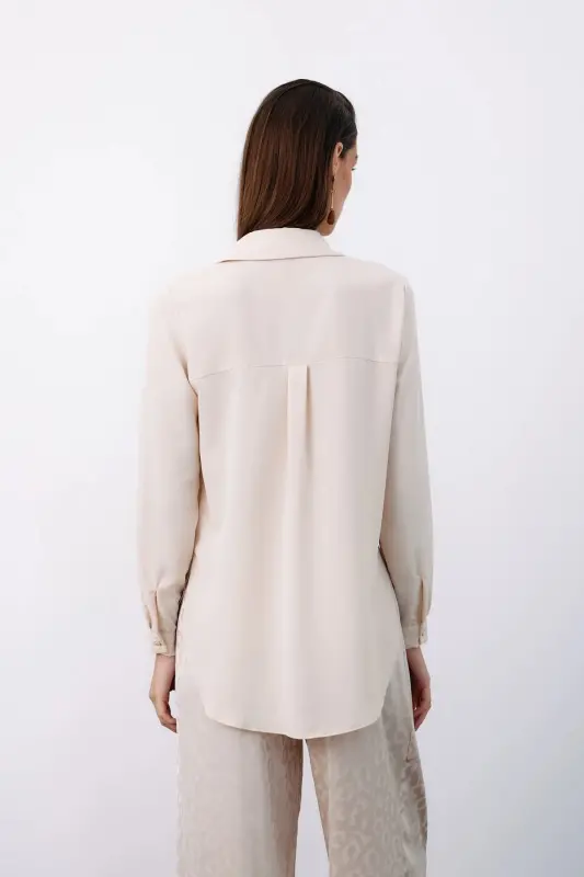 Plain Classic Shirt - Beige - 4