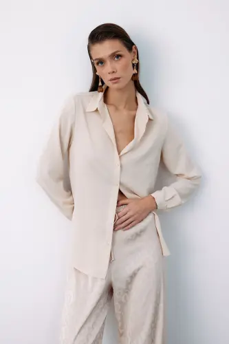 Plain Classic Shirt - Beige 